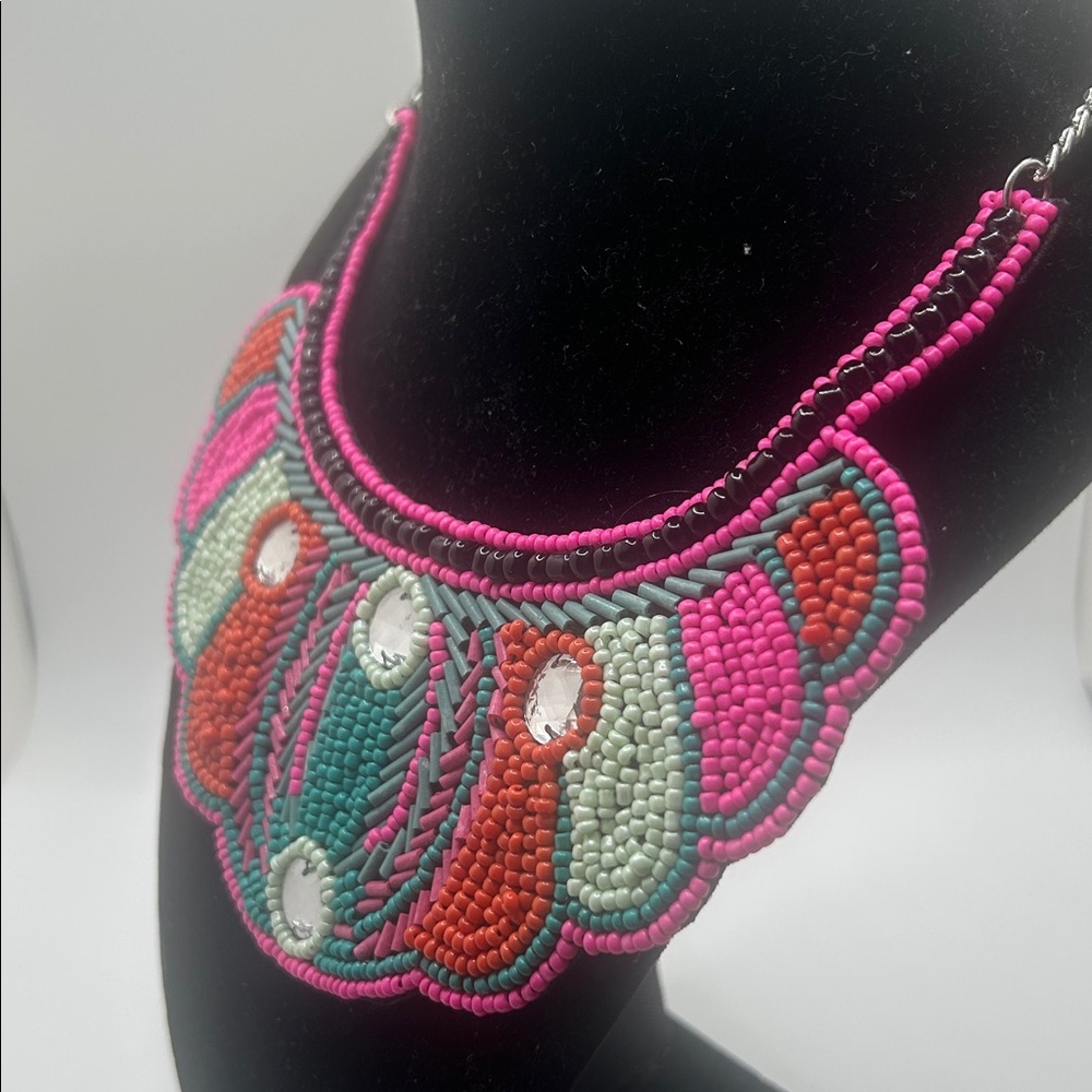 TIBETAN Traditional Beaded Statement Bib Collar Necklace - Picture 6 of 7